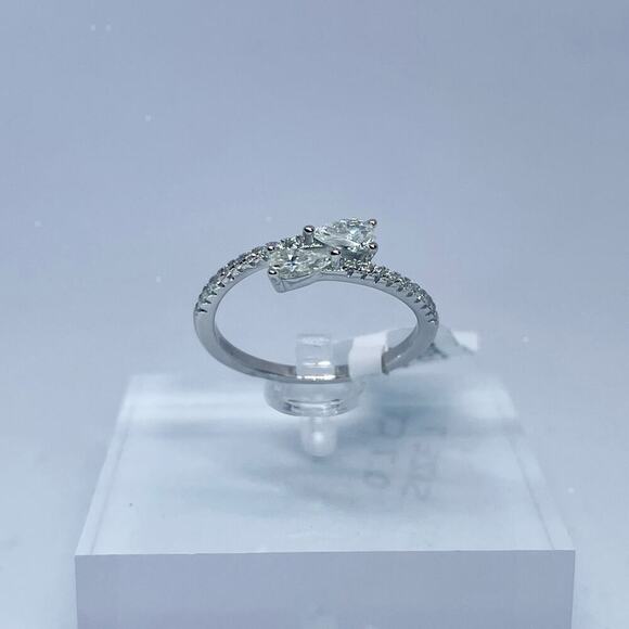 Ring Jewelry - Moissanite Diamond Band Pear Cut Ring 925 18K GRA Size 7